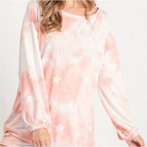First Love tie dye star print top